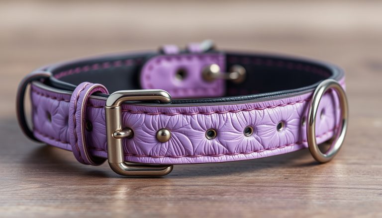 Lilac Leather Dog Collar