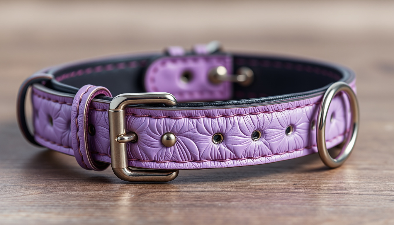 Lilac Leather Dog Collar