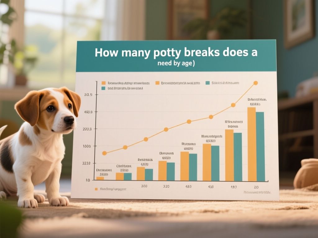 editorial hero image representing: How many potty breaks does a puppy need by age (chart), wide shot, natural lighting, high detail
