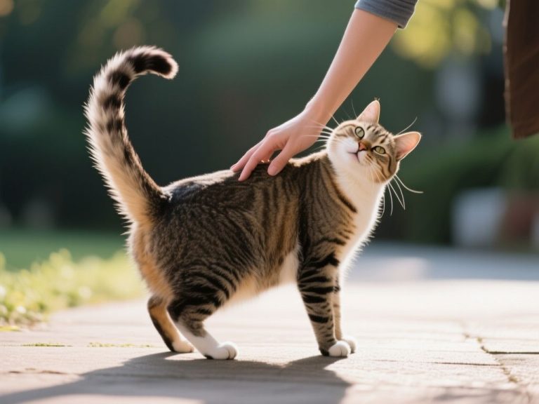 editorial hero image representing: Why Does My Cat Shake Its Tail When I Pet It, wide shot, natural lighting, high detail