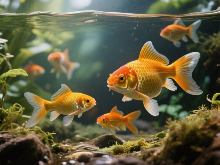 editorial hero image representing: how long do a goldfish live, wide shot, natural lighting, high detail